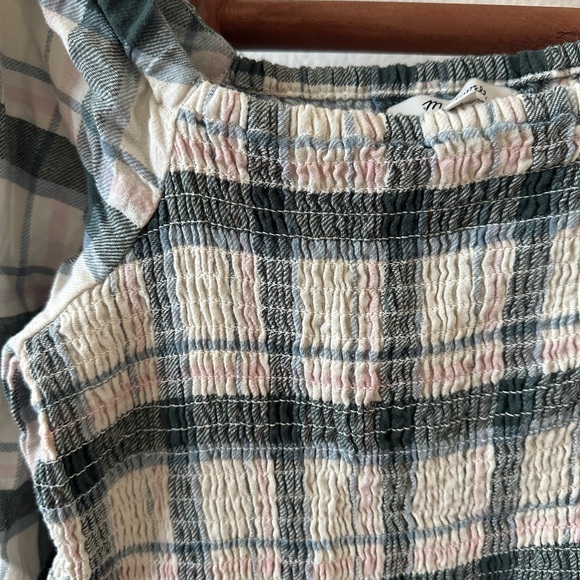 Madewell Elbow-Sleeve Smocked Dress in Lebaum Plaid NWOT - Picture 3 of 9